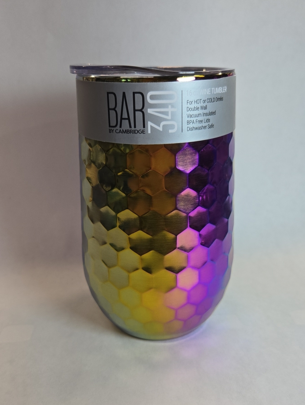 Iridescent Honeycomb Wine Tumbler - Purple & Gold